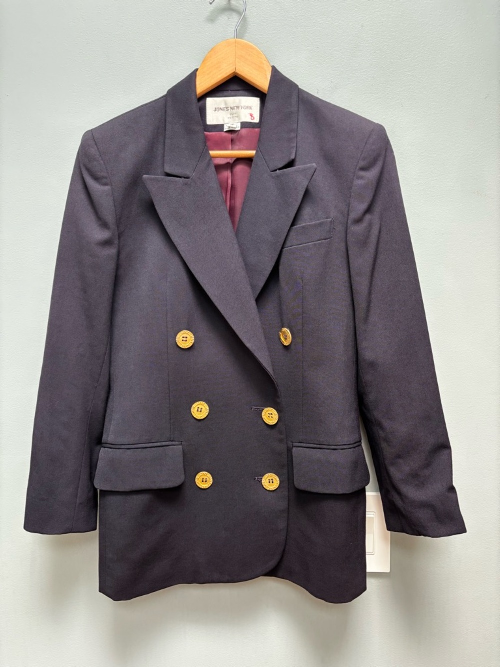 Vintage Jones New York Virgin Wool Double Breasted Navy Blazer 2 / XS